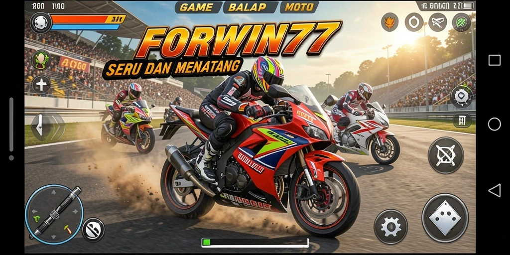 Gameplay mendebarkan di lintasan balap motor FORWIN77.