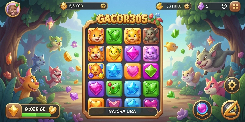 Tampilan gameplay seru dalam GACOR305 dengan kombinasi warna yang menantang.