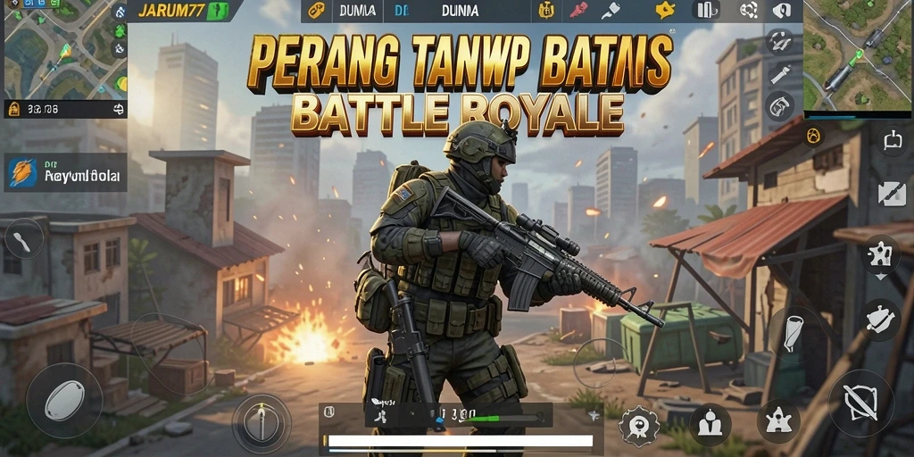 Tangkapan layar menampilkan aksi seru dalam pertempuran Battle Royale.