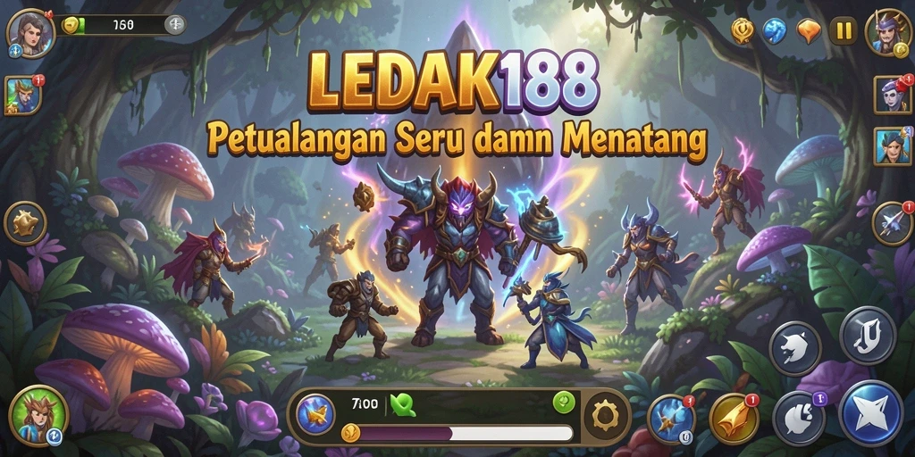 Tampilan gameplay LEDAK188 dengan karakter petualangan yang menarik.