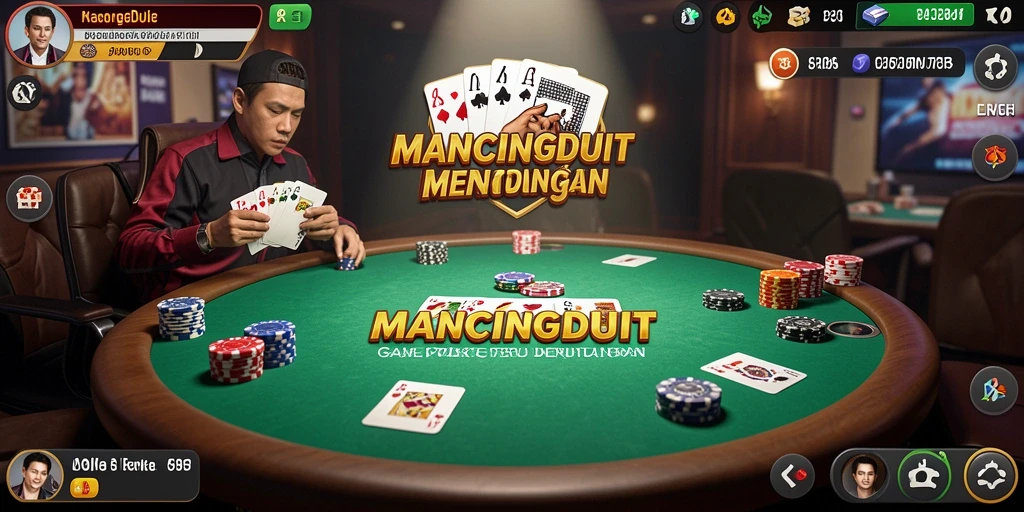 Screenshot gameplay MANCINGDUIT menampilkan aksi Poker yang seru dan interaktif.