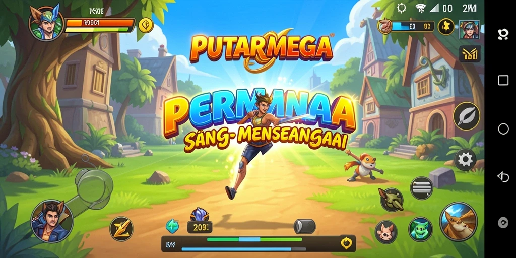 Screenshot utama PUTARMEGA menampilkan gameplay simulasi yang interaktif.