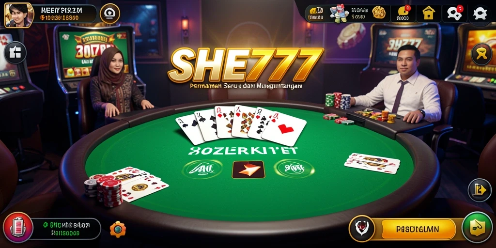 Tampilan gameplay SHE777 yang memukau saat permainan Poker berlangsung.