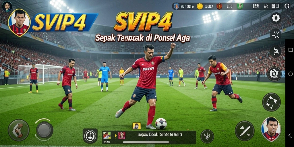 Tampilan gameplay yang mendebarkan dalam SVIP4 dengan aksi sepak bola nyata.